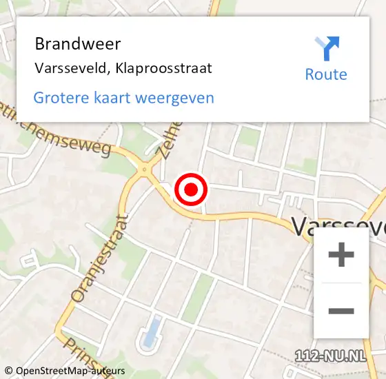 Locatie op kaart van de 112 melding: Brandweer Varsseveld, Klaproosstraat op 30 april 2022 17:56