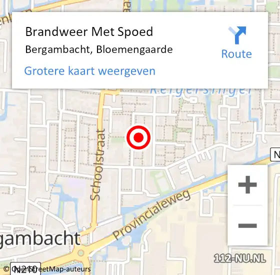 Locatie op kaart van de 112 melding: Brandweer Met Spoed Naar Bergambacht, Bloemengaarde op 30 april 2022 18:56