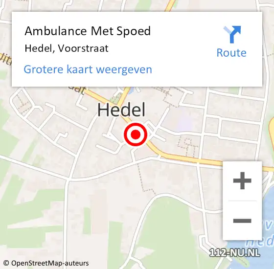 Locatie op kaart van de 112 melding: Ambulance Met Spoed Naar Hedel, Voorstraat op 30 april 2022 19:04