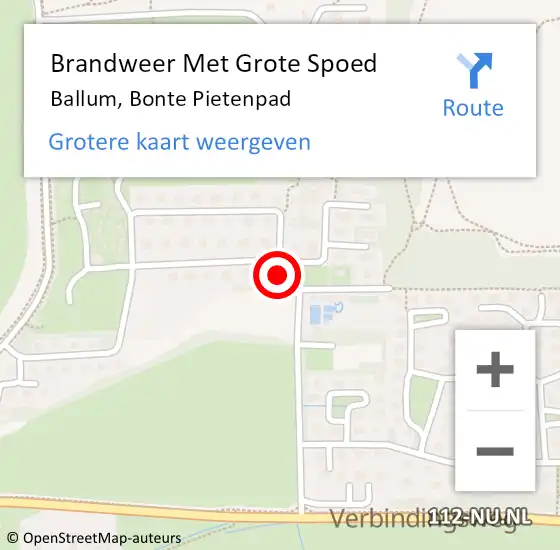 Locatie op kaart van de 112 melding: Brandweer Met Grote Spoed Naar Ballum, Bonte Pietenpad op 30 april 2022 19:10