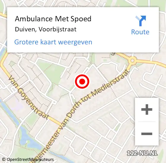 Locatie op kaart van de 112 melding: Ambulance Met Spoed Naar Duiven, Voorbijstraat op 30 april 2022 19:11