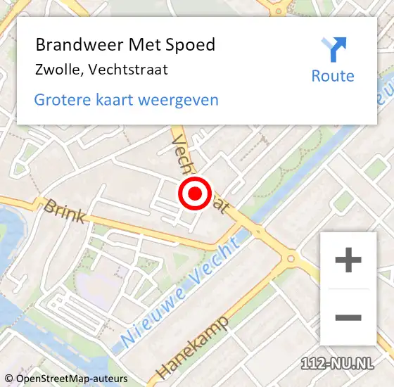 Locatie op kaart van de 112 melding: Brandweer Met Spoed Naar Zwolle, Vechtstraat op 30 april 2022 19:25