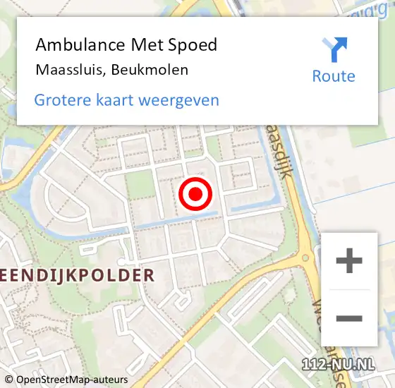 Locatie op kaart van de 112 melding: Ambulance Met Spoed Naar Maassluis, Beukmolen op 30 april 2022 19:26