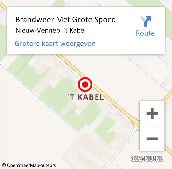 Locatie op kaart van de 112 melding: Brandweer Met Grote Spoed Naar Nieuw-Vennep, 't Kabel op 30 april 2022 19:44