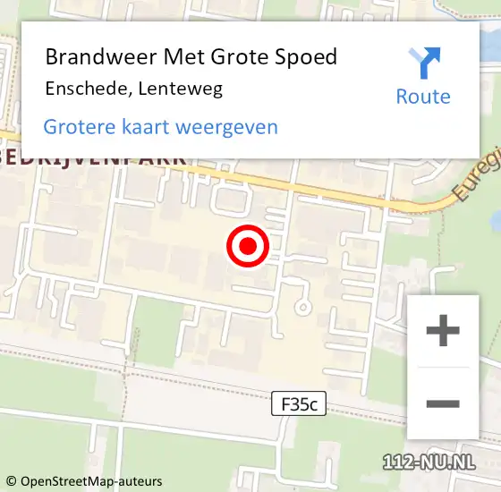 Locatie op kaart van de 112 melding: Brandweer Met Grote Spoed Naar Enschede, Lenteweg op 30 april 2022 20:01