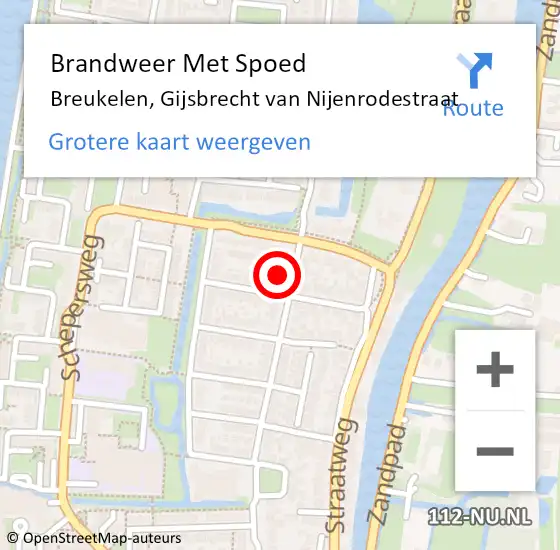 Locatie op kaart van de 112 melding: Brandweer Met Spoed Naar Breukelen, Gijsbrecht van Nijenrodestraat op 30 april 2022 20:06