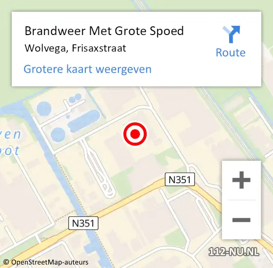 Locatie op kaart van de 112 melding: Brandweer Met Grote Spoed Naar Wolvega, Frisaxstraat op 30 april 2022 21:04