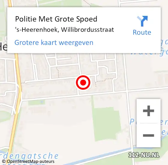 Locatie op kaart van de 112 melding: Politie Met Grote Spoed Naar 's-Heerenhoek, Willibrordusstraat op 30 april 2022 21:53