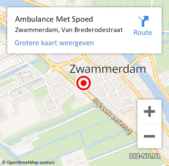 Locatie op kaart van de 112 melding: Ambulance Met Spoed Naar Zwammerdam, Van Brederodestraat op 30 april 2022 22:19