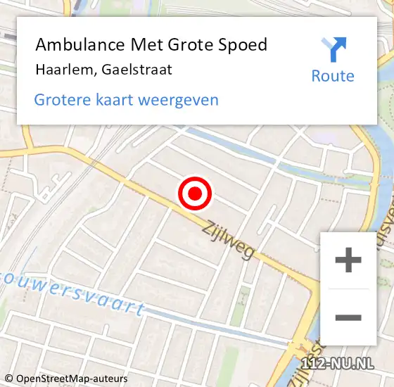 Locatie op kaart van de 112 melding: Ambulance Met Grote Spoed Naar Haarlem, Gaelstraat op 30 april 2022 22:24