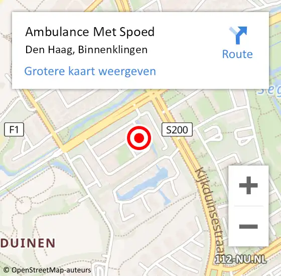 Locatie op kaart van de 112 melding: Ambulance Met Spoed Naar Den Haag, Binnenklingen op 30 april 2022 22:36