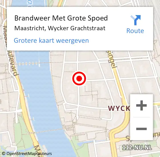 Locatie op kaart van de 112 melding: Brandweer Met Grote Spoed Naar Maastricht, Wycker Grachtstraat op 30 april 2022 22:53