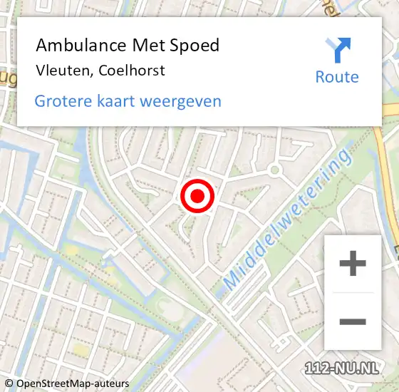 Locatie op kaart van de 112 melding: Ambulance Met Spoed Naar Vleuten, Coelhorst op 16 juli 2014 05:54