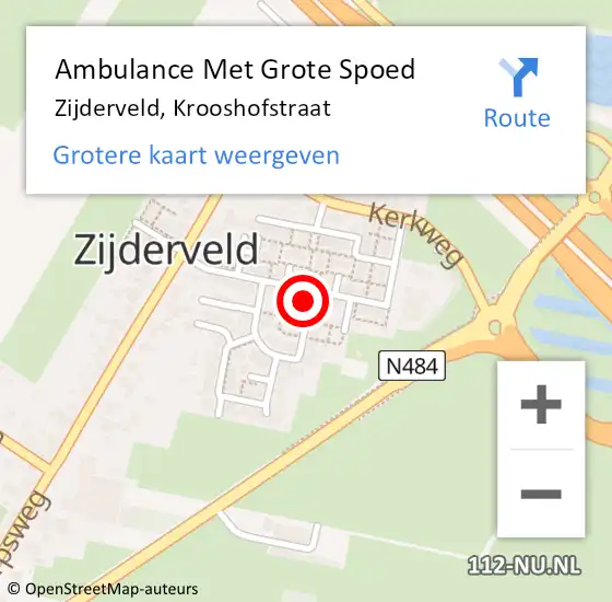 Locatie op kaart van de 112 melding: Ambulance Met Grote Spoed Naar Zijderveld, Krooshofstraat op 30 april 2022 23:25