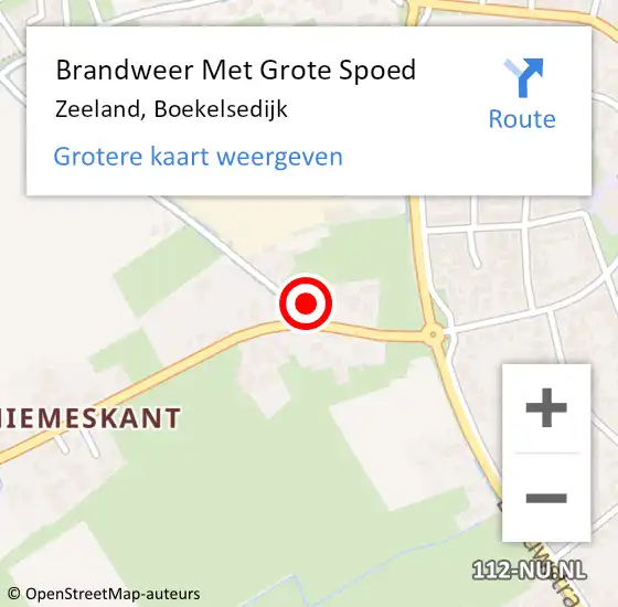 Locatie op kaart van de 112 melding: Brandweer Met Grote Spoed Naar Zeeland, Boekelsedijk op 30 april 2022 23:48