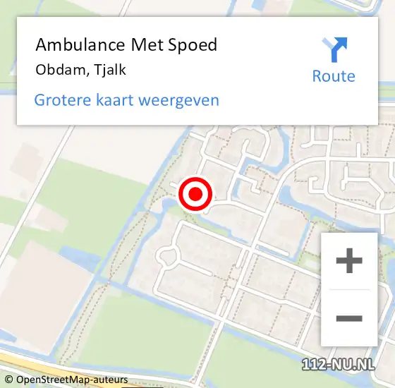 Locatie op kaart van de 112 melding: Ambulance Met Spoed Naar Obdam, Tjalk op 30 april 2022 23:56