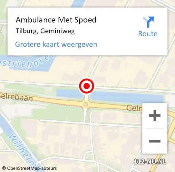 Locatie op kaart van de 112 melding: Ambulance Met Spoed Naar Tilburg, Geminiweg op 16 juli 2014 06:05