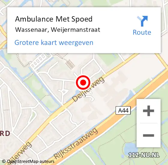 Locatie op kaart van de 112 melding: Ambulance Met Spoed Naar Wassenaar, Weijermanstraat op 30 april 2022 23:56