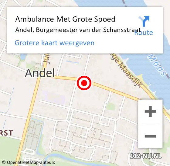 Locatie op kaart van de 112 melding: Ambulance Met Grote Spoed Naar Andel, Burgemeester van der Schansstraat op 30 april 2022 23:59