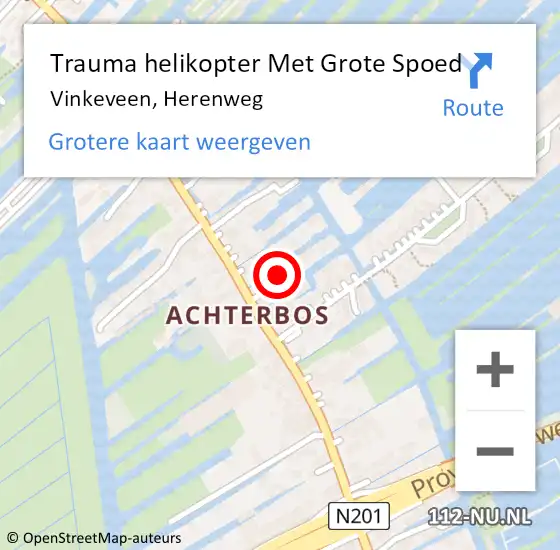 Locatie op kaart van de 112 melding: Trauma helikopter Met Grote Spoed Naar Vinkeveen, Herenweg op 1 mei 2022 00:28