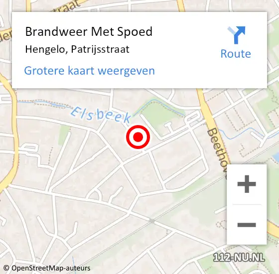 Locatie op kaart van de 112 melding: Brandweer Met Spoed Naar Hengelo, Patrijsstraat op 1 mei 2022 01:02