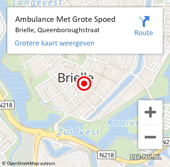 Locatie op kaart van de 112 melding: Ambulance Met Grote Spoed Naar Brielle, Queenboroughstraat op 1 mei 2022 01:52