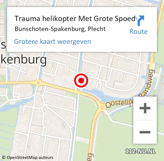 Locatie op kaart van de 112 melding: Trauma helikopter Met Grote Spoed Naar Bunschoten-Spakenburg, Plecht op 1 mei 2022 02:10