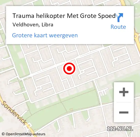 Locatie op kaart van de 112 melding: Trauma helikopter Met Grote Spoed Naar Veldhoven, Libra op 1 mei 2022 02:36