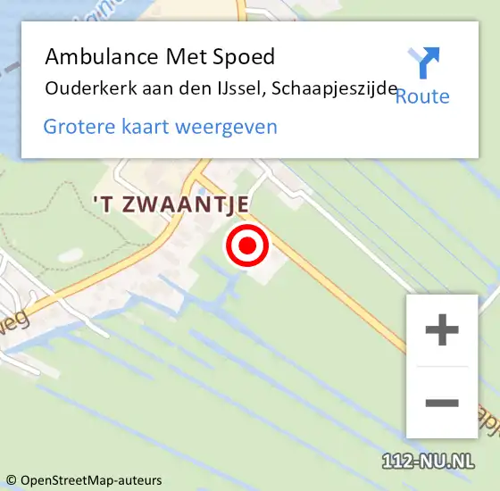 Locatie op kaart van de 112 melding: Ambulance Met Spoed Naar Ouderkerk aan den IJssel, Schaapjeszijde op 1 mei 2022 02:41