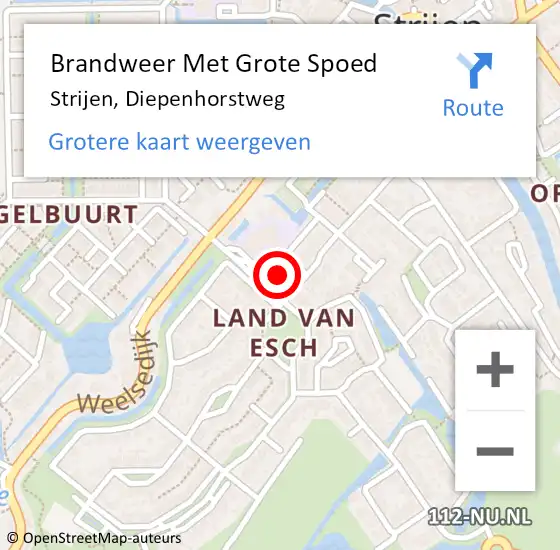 Locatie op kaart van de 112 melding: Brandweer Met Grote Spoed Naar Strijen, Diepenhorstweg op 1 mei 2022 03:00