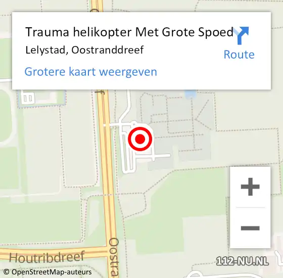 Locatie op kaart van de 112 melding: Trauma helikopter Met Grote Spoed Naar Lelystad, Oostranddreef op 1 mei 2022 03:35