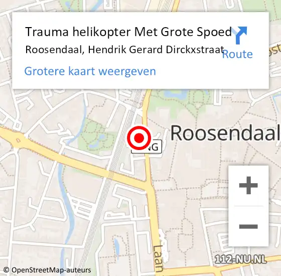 Locatie op kaart van de 112 melding: Trauma helikopter Met Grote Spoed Naar Roosendaal, Hendrik Gerard Dirckxstraat op 1 mei 2022 03:38