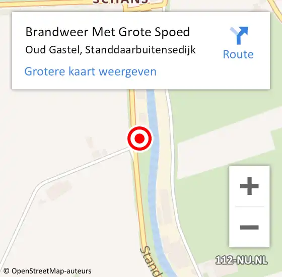 Locatie op kaart van de 112 melding: Brandweer Met Grote Spoed Naar Oud Gastel, Standdaarbuitensedijk op 1 mei 2022 03:57