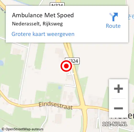 Locatie op kaart van de 112 melding: Ambulance Met Spoed Naar Nederasselt, Rijksweg op 1 mei 2022 03:59