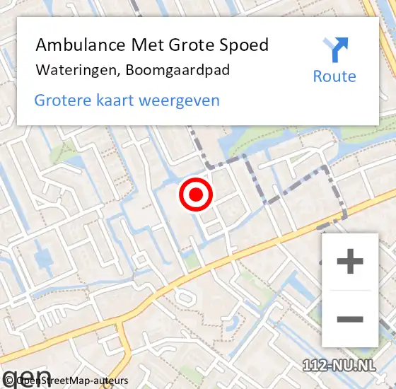 Locatie op kaart van de 112 melding: Ambulance Met Grote Spoed Naar Wateringen, Boomgaardpad op 1 mei 2022 04:00