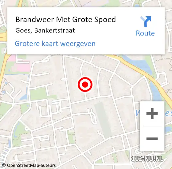 Locatie op kaart van de 112 melding: Brandweer Met Grote Spoed Naar Goes, Bankertstraat op 1 mei 2022 04:01