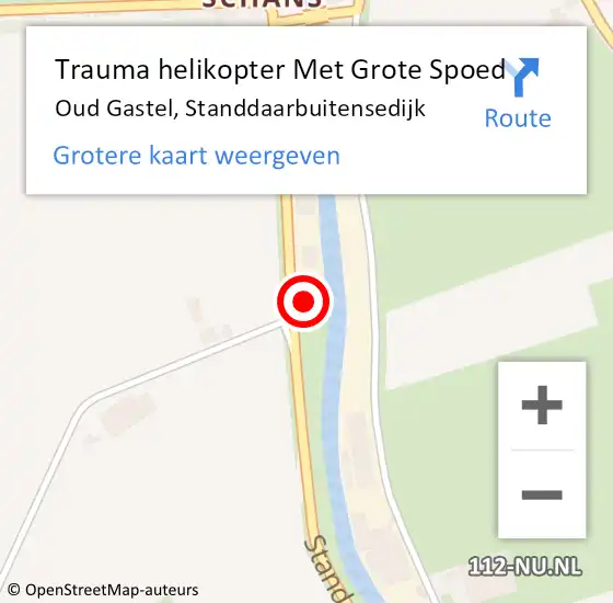 Locatie op kaart van de 112 melding: Trauma helikopter Met Grote Spoed Naar Oud Gastel, Standdaarbuitensedijk op 1 mei 2022 04:05