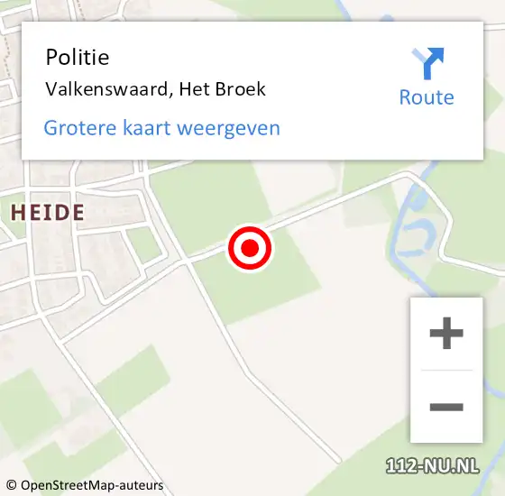 Locatie op kaart van de 112 melding: Politie Valkenswaard, Het Broek op 1 mei 2022 04:53