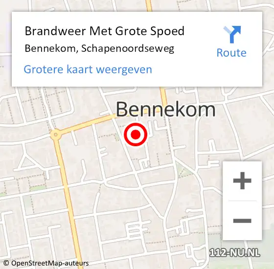 Locatie op kaart van de 112 melding: Brandweer Met Grote Spoed Naar Bennekom, Schapenoordseweg op 1 mei 2022 05:32