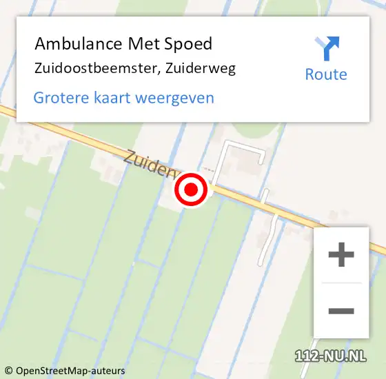 Locatie op kaart van de 112 melding: Ambulance Met Spoed Naar Zuidoostbeemster, Zuiderweg op 1 mei 2022 06:00