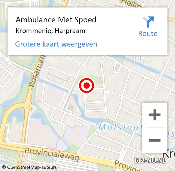 Locatie op kaart van de 112 melding: Ambulance Met Spoed Naar Krommenie, Harpraam op 1 mei 2022 06:20