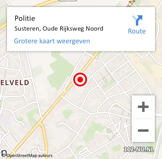 Locatie op kaart van de 112 melding: Politie Susteren, Oude Rijksweg Noord op 1 mei 2022 06:38