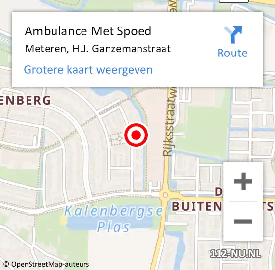 Locatie op kaart van de 112 melding: Ambulance Met Spoed Naar Meteren, H.J. Ganzemanstraat op 1 mei 2022 08:06