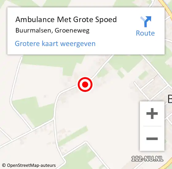 Locatie op kaart van de 112 melding: Ambulance Met Grote Spoed Naar Buurmalsen, Groeneweg op 1 mei 2022 08:08