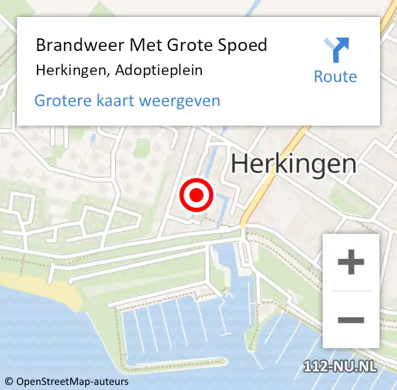 Locatie op kaart van de 112 melding: Brandweer Met Grote Spoed Naar Herkingen, Adoptieplein op 1 mei 2022 08:17