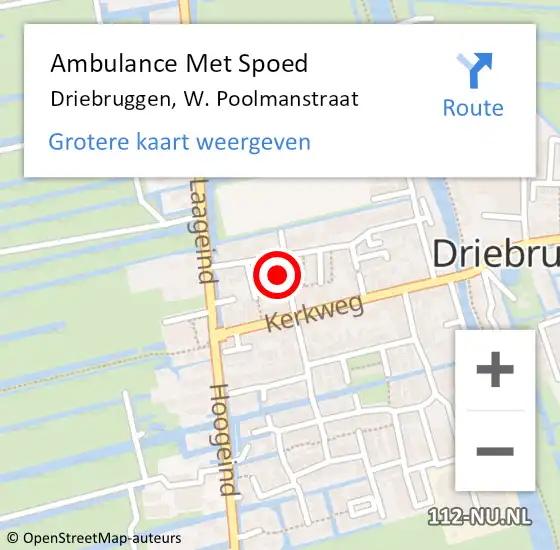 Locatie op kaart van de 112 melding: Ambulance Met Spoed Naar Driebruggen, W. Poolmanstraat op 1 mei 2022 08:49