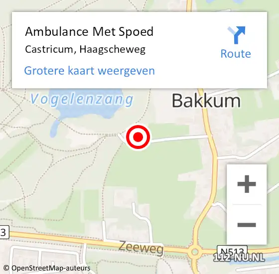 Locatie op kaart van de 112 melding: Ambulance Met Spoed Naar Castricum, Haagscheweg op 1 mei 2022 08:51