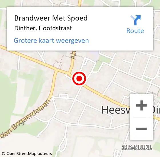 Locatie op kaart van de 112 melding: Brandweer Met Spoed Naar Dinther, Hoofdstraat op 1 mei 2022 09:06