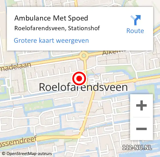 Locatie op kaart van de 112 melding: Ambulance Met Spoed Naar Roelofarendsveen, Stationshof op 1 mei 2022 09:11