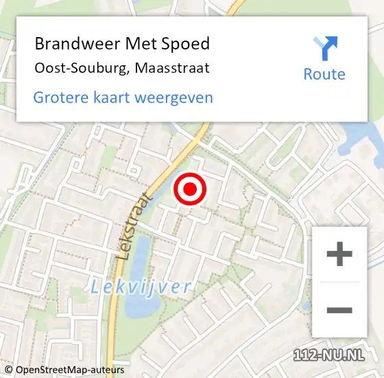 Locatie op kaart van de 112 melding: Brandweer Met Spoed Naar Oost-Souburg, Maasstraat op 1 mei 2022 09:19